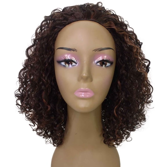 LUXLUXE Tatiana Curly Body Waves 15 in Long Half Wig Half Cap Wig, Mix Human Hair and Synthetic Fibers,