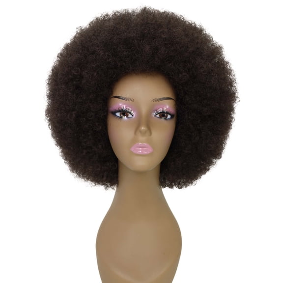 LUXLUXE Taylor Curly 14 in Long Full Wig Full Cap Wig, Heat Resistant Fibers, Medium Brown
