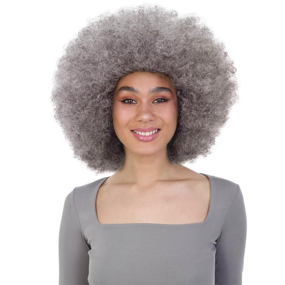 LUXLUXE Taylor 14" Curly Full Cap Synthetic Wig, Heat-Resistant Fiber Charcoal Mixed Gray Hair for Party Daily Wear