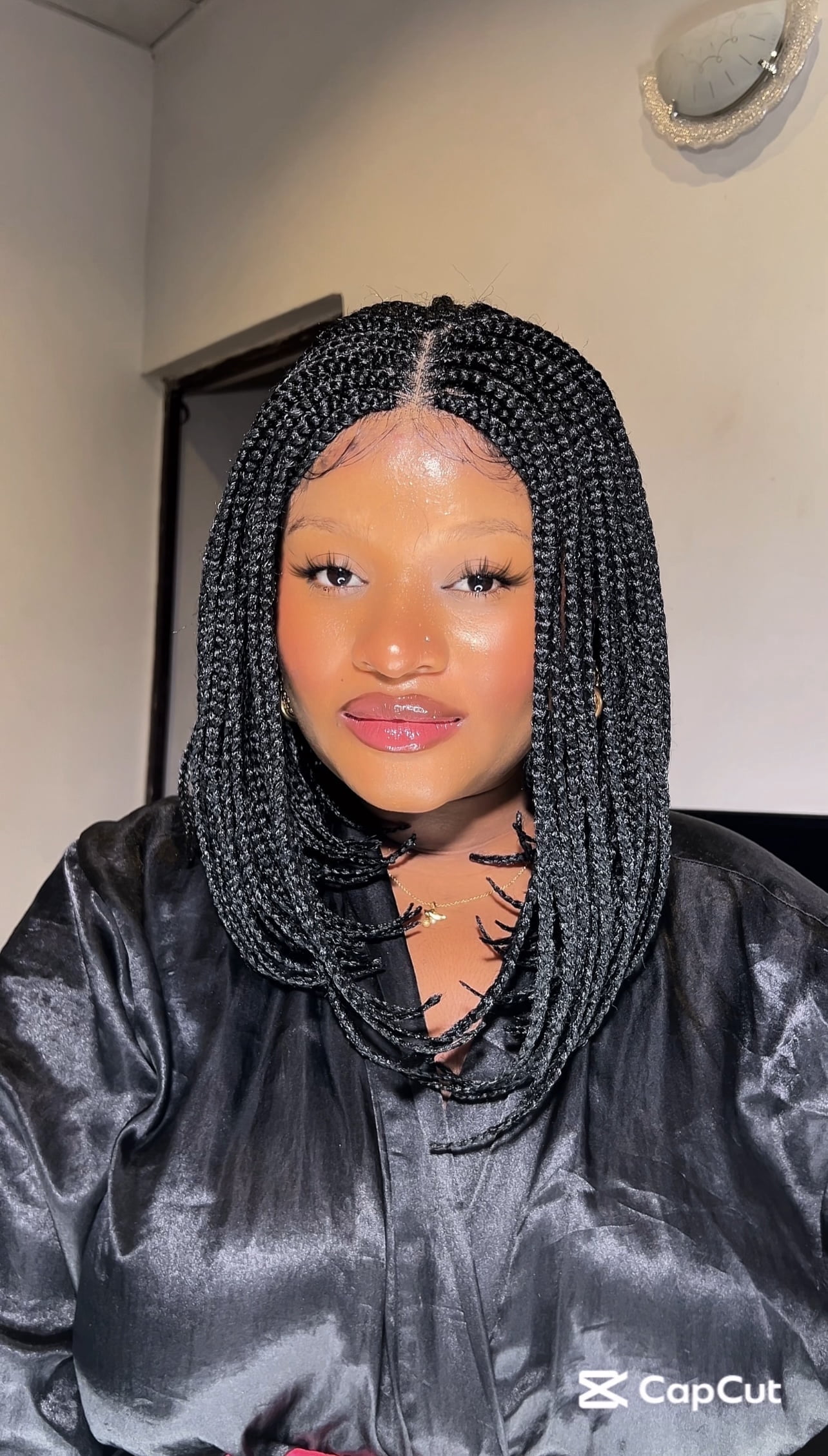 LUXLUXE Tiara Straight Braided 12 in Long 4X4 Hand Tied Lace Braid Braided Wig, Beauty Heat Resistant Fiber, Black Color
