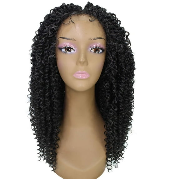 LUXLUXE Tierra Ginger Wig for Women Curly 19" Long Lace Braided Gray Wig, Heat Resistant Fiber Hair