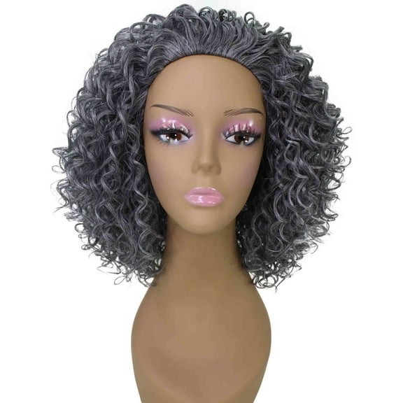 LUXLUXE Vale Curly Layered 12 in Long Half Wig No Lace Wig, Heat Resistant Fibers,