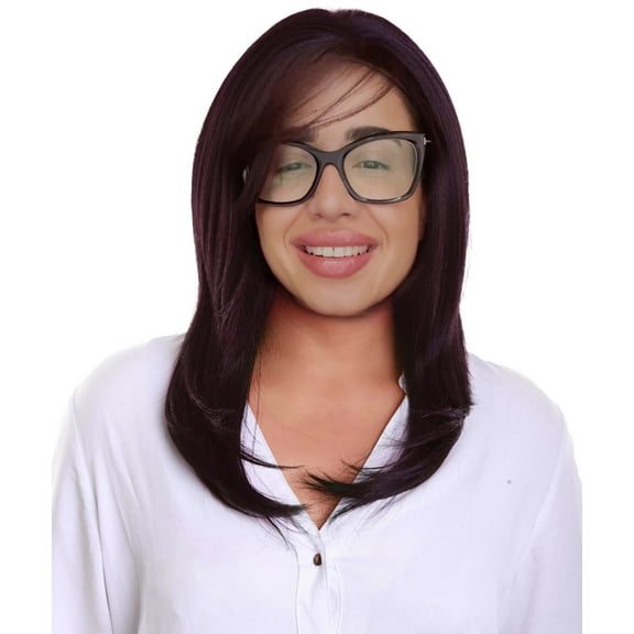 LUXLUXE Valona Straight 20 Inch Long 4X4 Hand-Tied Lace Front Wig, Heat Resistant Fiber,Medium Red and Black Blend