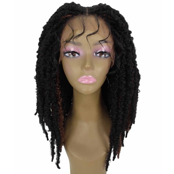 LUXLUXE Vasuda 20" Deep Light Gray for Adult Women Curly Long Vasuda 4X4 Hand Tied Lace Braid Braided Wig Made from Heat Resistant Synthetic Wigs