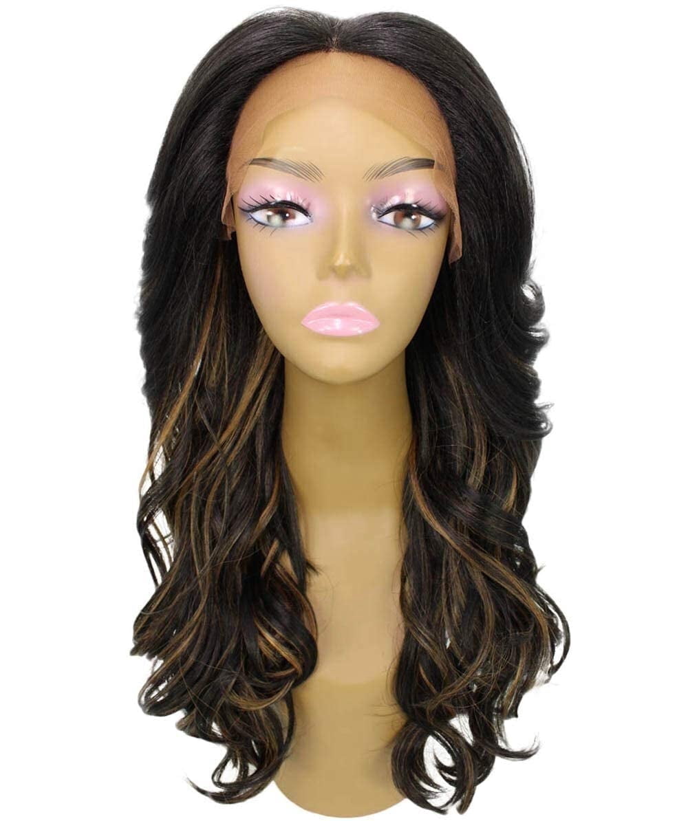 LUXLUXE Yenne Wavy 23 Inch Long 4X4 Hand-Tied Lace Front Wig, Good Heat ...