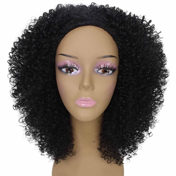 LUXLUXE Zenobia Curly Kinky 18 in Long Half Wig Mix Human Hair and Synthetic Fibers