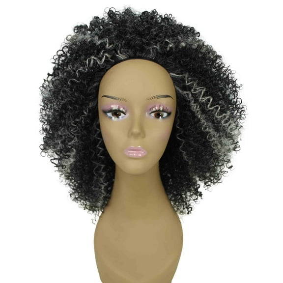 LUXLUXE Zenobia Curly Kinky 18 in Long Half Wig Mix Human Hair and Synthetic Fibers