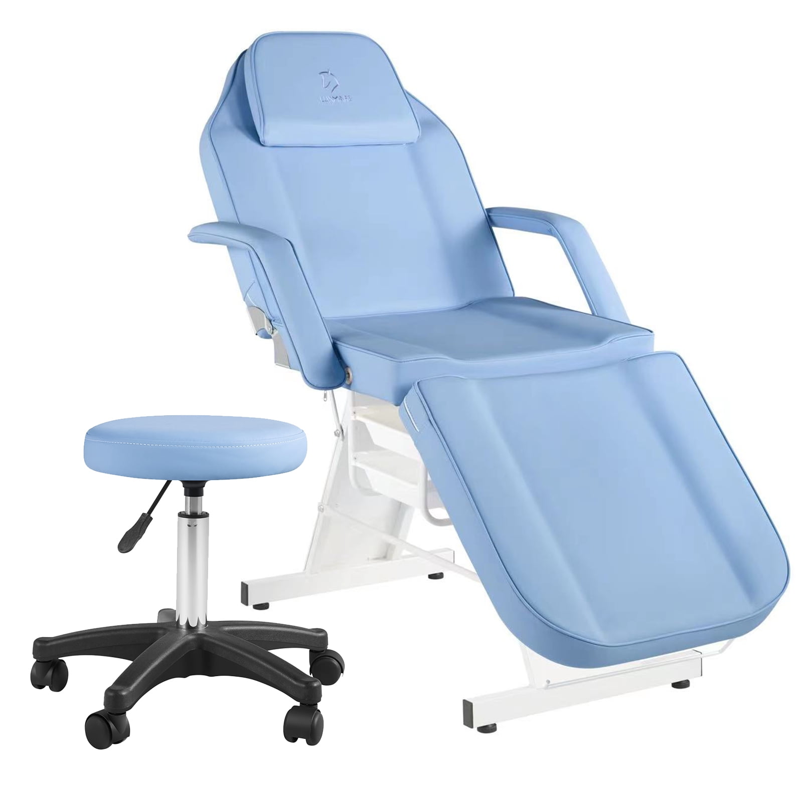 Facial Chair Massage Bed Tattoo Chair 73in 3 Section Multipurpose Massage Table Spa Salon Facial with Double Storage Drawer Multipurpose Equipment for Salon Beauty Light Blue Walmart