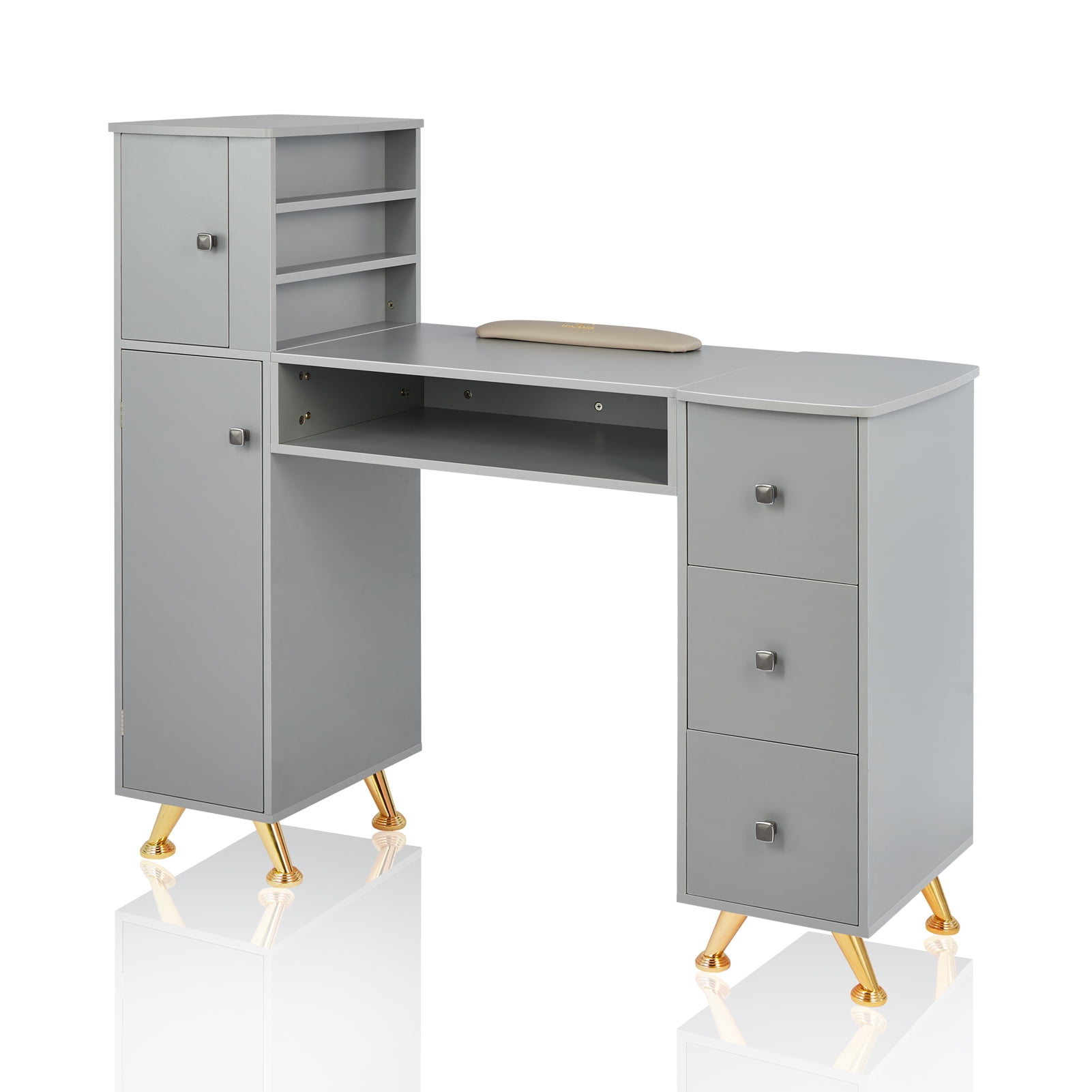 LUXMARS Manicure Table Nail Desk for Technician w/Wrist Rest & Plastic