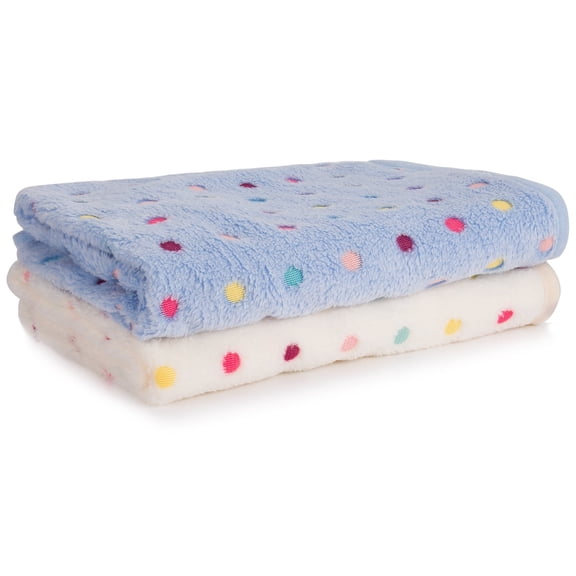 LUXMO 2 Pack Flannel Puppy Blanket Pet Cushion Small Pet Dog Cat Bed Soft Warm Sleep Mat with Paw Print Pattern