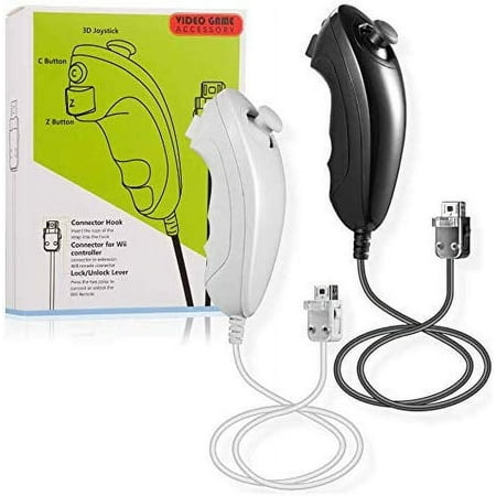 LUXMO 2 Pack Nunchuck Replacement Controller for Wii and Wii U Console