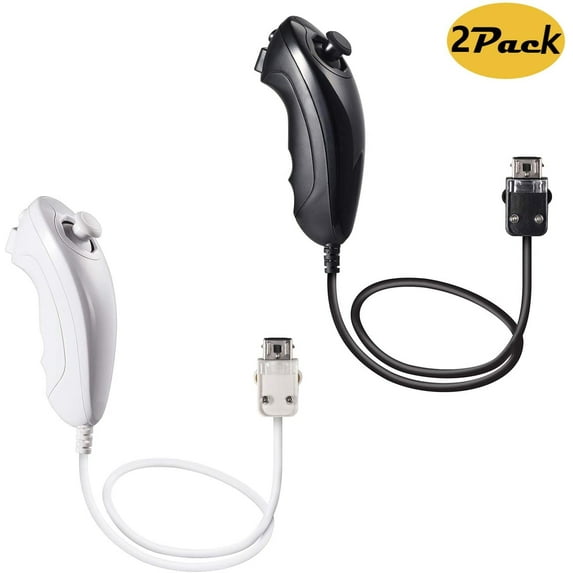 LUXMO 2 Pack Nunchuck Replacement Controller for Wii and Wii U Console