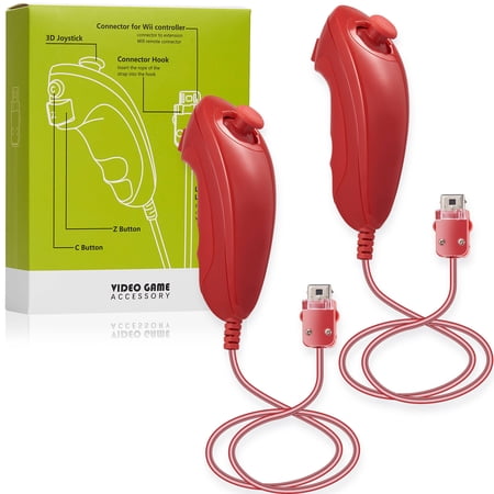 LUXMO 2 Pack Nunchuck Replacement Controller for Wii and Wii U Console