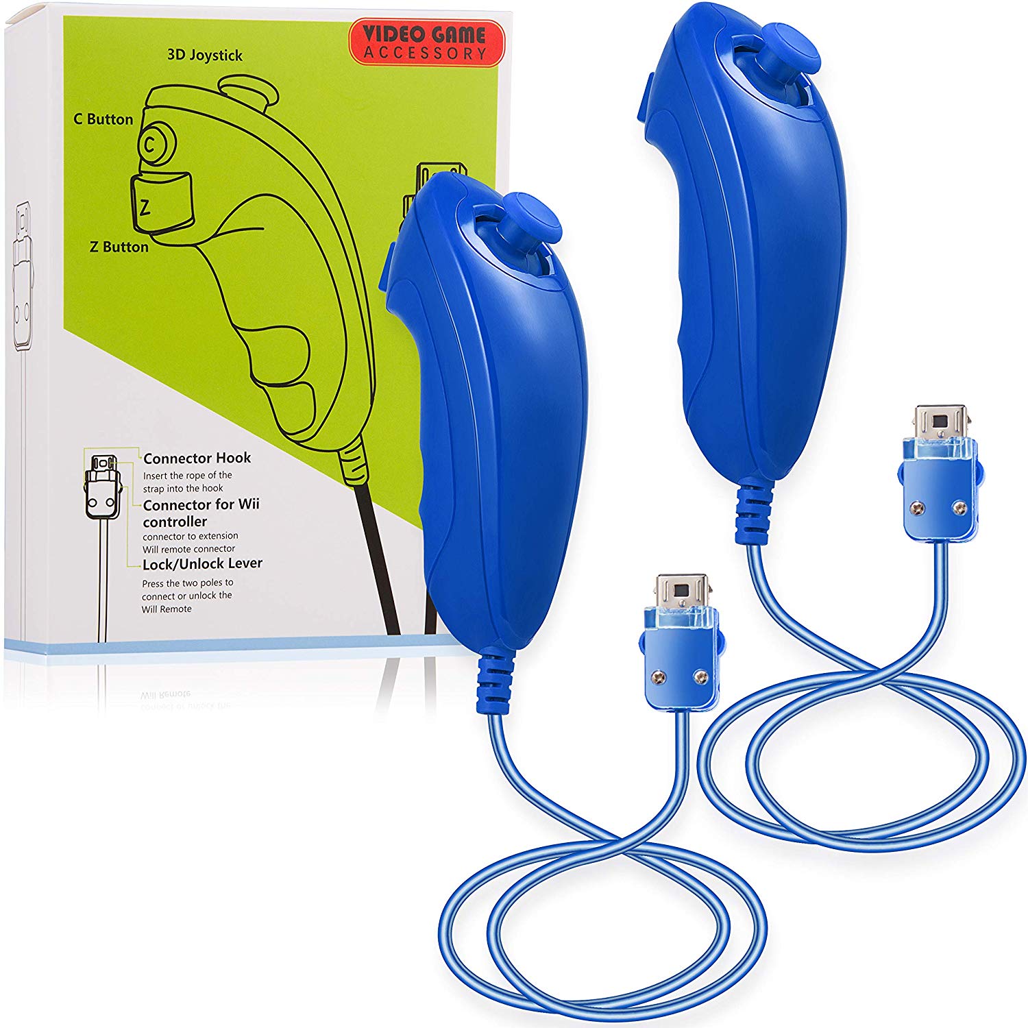 LUXMO 2 Packs Nunchuck Controller for Wii Video Games, Nunchuck