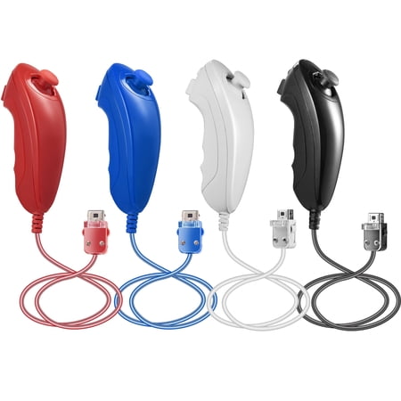 LUXMO 2 Packs Nunchuck Controller for Wii Video Games, Nunchuck Replacement Controllers Joystick Gamepad for Wii Wii U Console