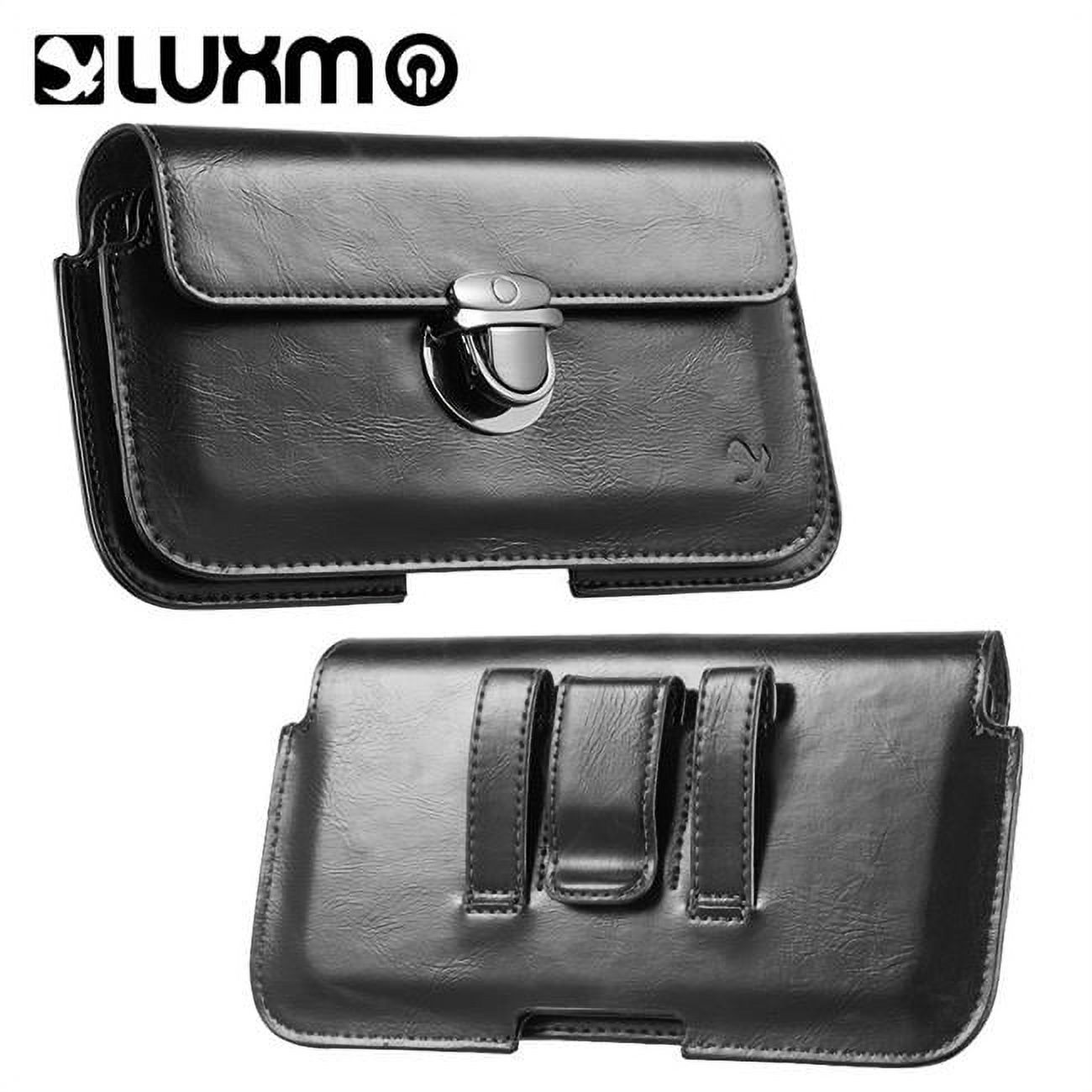 LUXMO #28 GALAXY NOTE /I717/5.7" UNIVERSAL LEATHER POUCH BLACK-PLASTIC PACKAGING - image 1 of 8