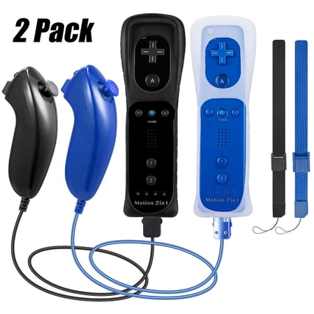 LUXMO 2in1 Built in Motion Plus Remote Controller Nunchuck Set Fo Wii&Wii U Console Video Games
