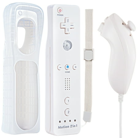 LUXMO 2in1 Built in Motion Plus Remote Controller Nunchuck Set Fo Wii&Wii U Console Video Games