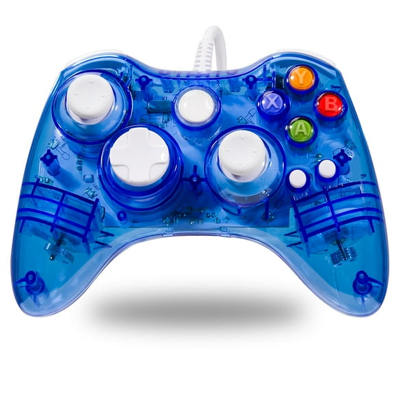 LUXMO Afterglow USB Wired Controller Gamepad for Microsoft Xbox 360 Console PC Win 7 8 10（Blue)