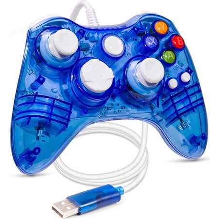 LUXMO Afterglow USB Wired Controller Gamepad for Microsoft Xbox 360 Console PC Win 7 8 10 Blue