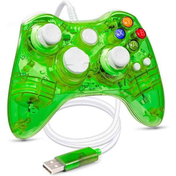 LUXMO Afterglow USB Wired Controller Gamepad for Microsoft Xbox 360 Console PC Win 7 8 10(Green)