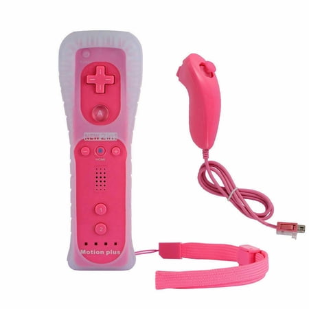 LUXMO Built in Motion Plus Remote Nunchuck Controller + Case for Wii / Wii U Video Games Console