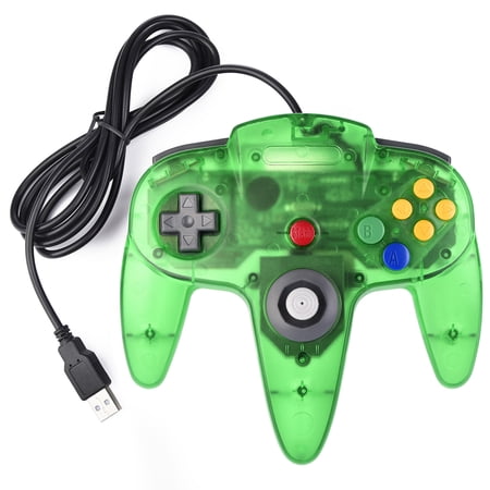 LUXMO Classic Controller Joystick Remote for N64 Video Game System, Clear Green