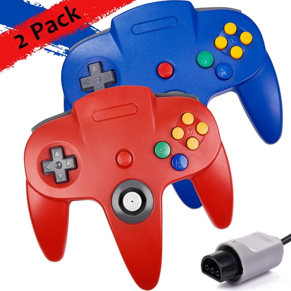LUXMO Classic N64 Controller, Wired N64 Gamepad Controllers with Upgraded Joystick for N64 Video Game Console N64 system