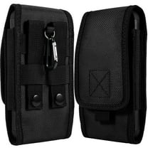 LUXMO Extra Large Nylon Pouch for 7 inch Phone, Secure, Stylish Vertical Universal Waist Bag with Card Slot for Men, Black