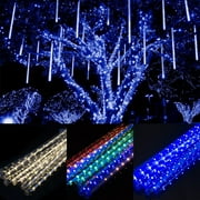 LUXMO Meteor Shower Rain Lights,30cm 8 Tubes 192 LED Falling Rain Drop light Outdoor Waterproof Snow Falling Icicle Lights Christmas String Lights for Holiday Garden Tree Christmas Thanksgiving