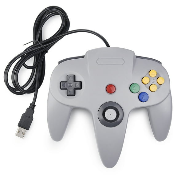 LUXMO N64 Classic USB Controller, Retro N64 USB Wired PC Controller Joystick for Windows PC & Mac Retro Pie(Gray)