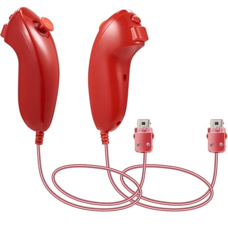 LUXMO Nunchuk Controllers for Wii/Wii U Video Game, Multi-color, 2 Count, 2 Pack