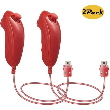 LUXMO Nunchuck Controller, 2 Pack Nunchuck Controllers Joystick Gamepad for Wii/Wii U Console