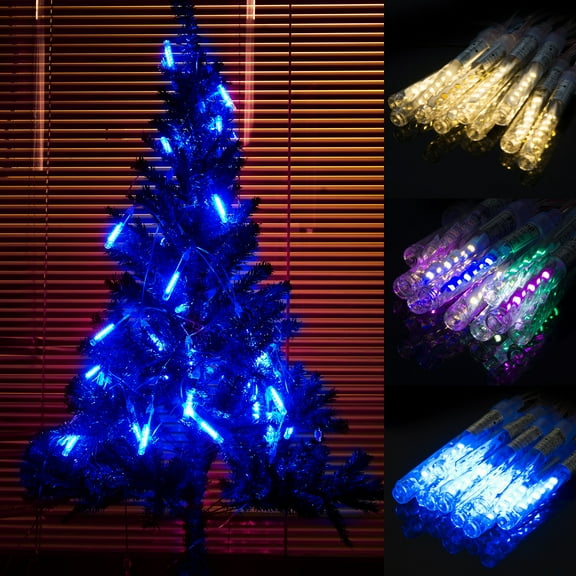 LUXMO Outdoor Meteor Shower Lights, Waterproof 10cm 10 Tube 120 LED Falling Snow Lights Christmas String Light for Garden Outdoor Patio Holiday Party Halloween Decoration