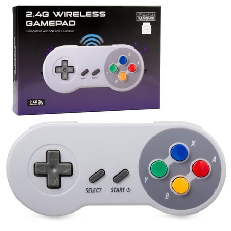 LUXMO 2.4G Wireless Video Game Controller for Original SNES/SFC, Black