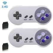 LUXMO PREMIUM 2.4GHz SNES Wireless Controller, Rechargeable Classic Retro Gamepad for Original SNES Super Entertainment System Console 2Pack