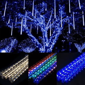 LUXMO Rain Drop Lights, 30cm LED Meteor Shower LED String Lights 8 Tubes 192 Leds, Icicle Snow Falling Lights for Xmas Halloween Party Holiday Garden Tree Christmas Thanksgiving Decoration Outdoor