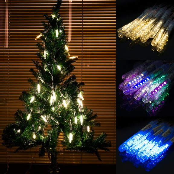 LUXMO Rain Drop Lights, LED Meteor Shower Lights 10 Tubes 120 Leds, Icicle Snow Falling Lights for Xmas Halloween Party Holiday Garden Tree Christmas Thanksgiving Decoration Outdoor