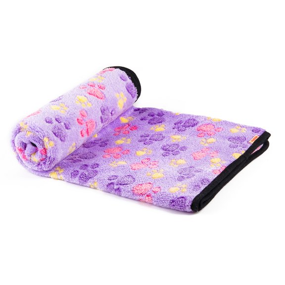LUXMO LUXURY MOBILE Super Soft Warm Puppy Blanket for Dogs & Cats, Coral Velvet, Paw Print