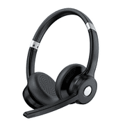 LUXMO Trucker Bluetooth Headset with Noise canceling Microphone, Wireless Bluetooth Headset Over The Head Earpiece for iOS & Android Mobile Phone, Skype, Truck Drivers, Call Center