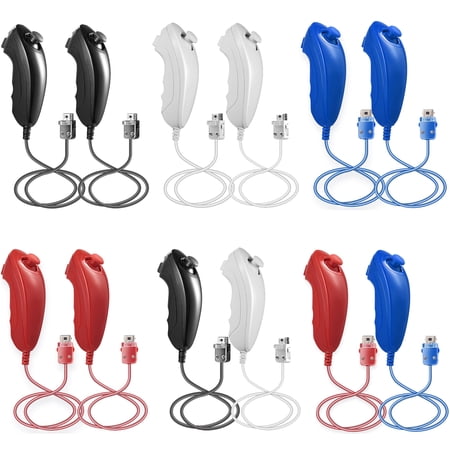 LUXMO Wii Nunchuck Controller, 2 Pack Nunchuck Controllers Joystick Gamepad for Wii/Wii U Console