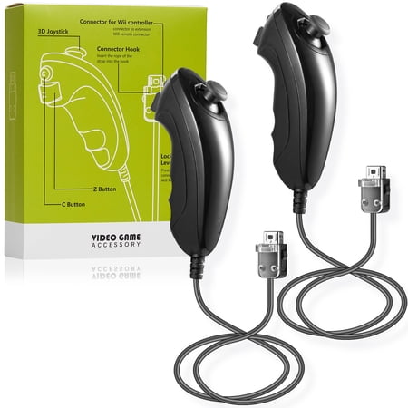 LUXMO Wii Nunchuck Controller, 2 Pack Nunchuck Controllers Joystick Gamepad for Wii/Wii U Console