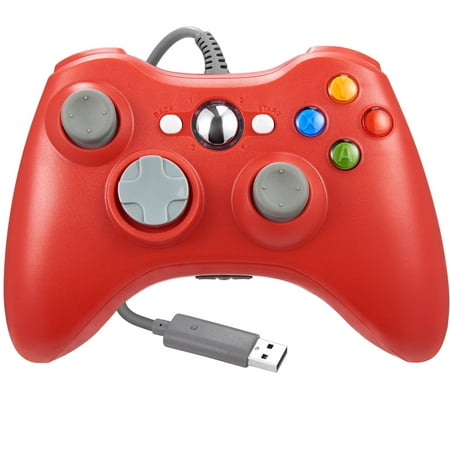 LUXMO Wired Xbox 360 Controller for Xbox 360 and Windows PC Windows 10/8.1/8/7(Red)