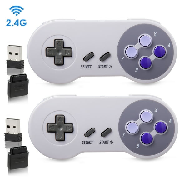 LUXMO Wireless 2.4GHz Controller for SNES, PC, MacOS, RetroPie, Raspberry Pi and Other USB Devices, comes with Original SNES receiver and USB 2.4 GHz receivers