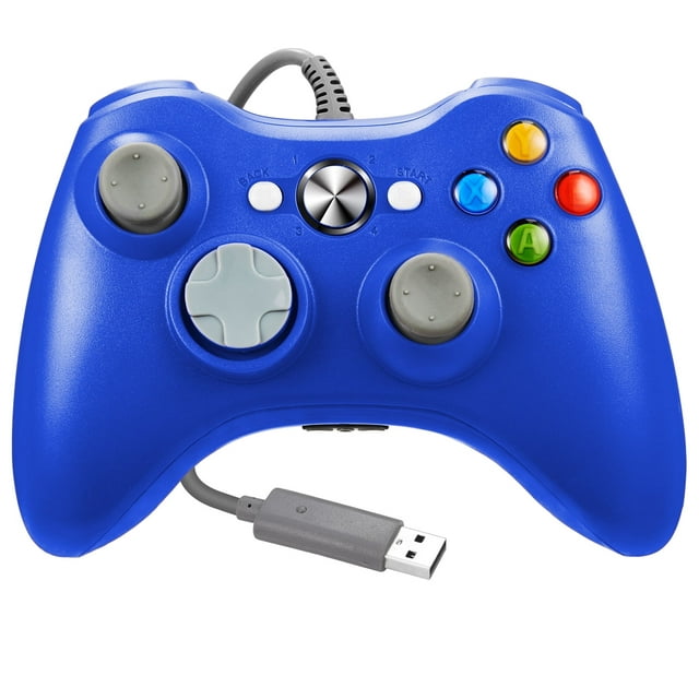 LUXMO Xbox 360 Wired Controlle with Shoulders Buttons for Xbox 360/Xbox 360 Slim/PC Windows 7 8 10 Game (Blue)