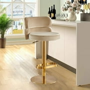 LUXMOD Bar Stools Modern Adjustable BarStools in Velvet Fabric Counter Height Stools Back Bar Chairs 360° Swivel Stool