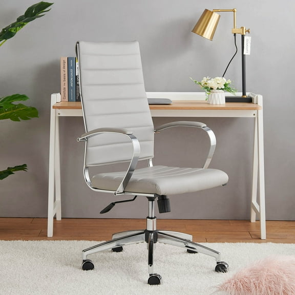 LUXMOD High Back Executive Office Chair with Armrest Adjustable Swivel Chair in Durable Vegan Leather Modern Gold Office Chair Ergonomic Desk Chair for Extra Back and Lumbar Support