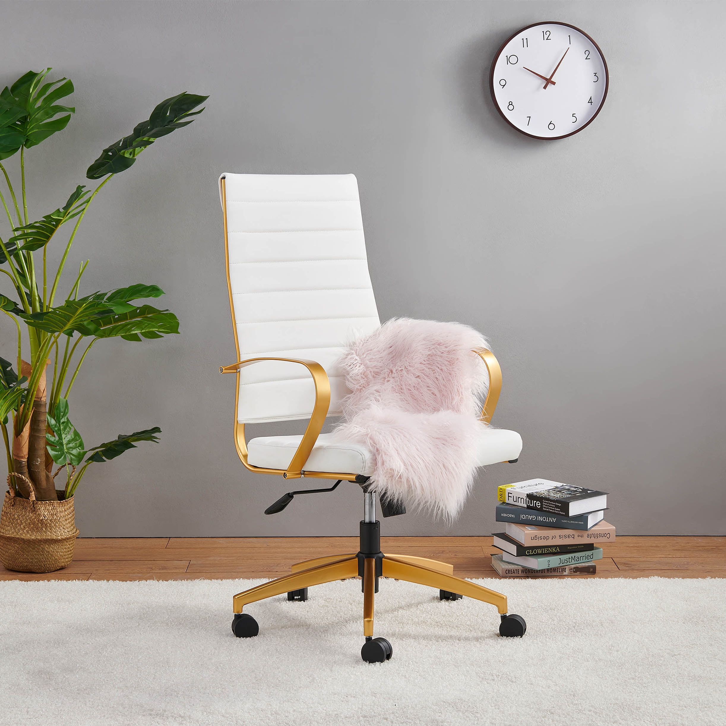 LUXMOD High Back Executive Office Chair with Armrest Adjustable Swivel