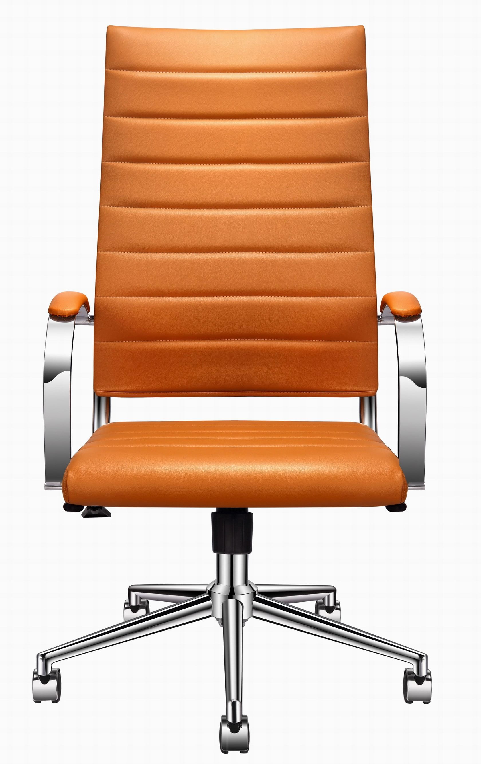 LUXMOD High Back Office Chair with Armrest, Orange Adjustable Swivel Chair in Durable Vegan Leather, Ergonomic Desk Chair for Extra Back & Lumbar Support –Orange