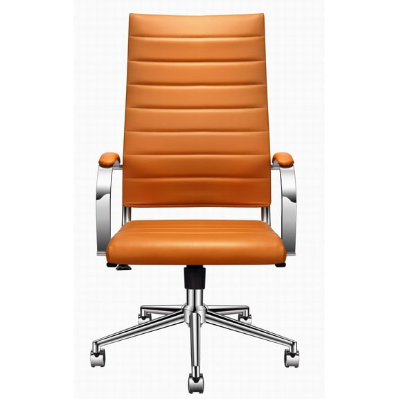 LUXMOD High Back Office Chair with Armrest, Orange Adjustable Swivel Chair in Durable Vegan Leather, Ergonomic Desk Chair for Extra Back & Lumbar Support Orange